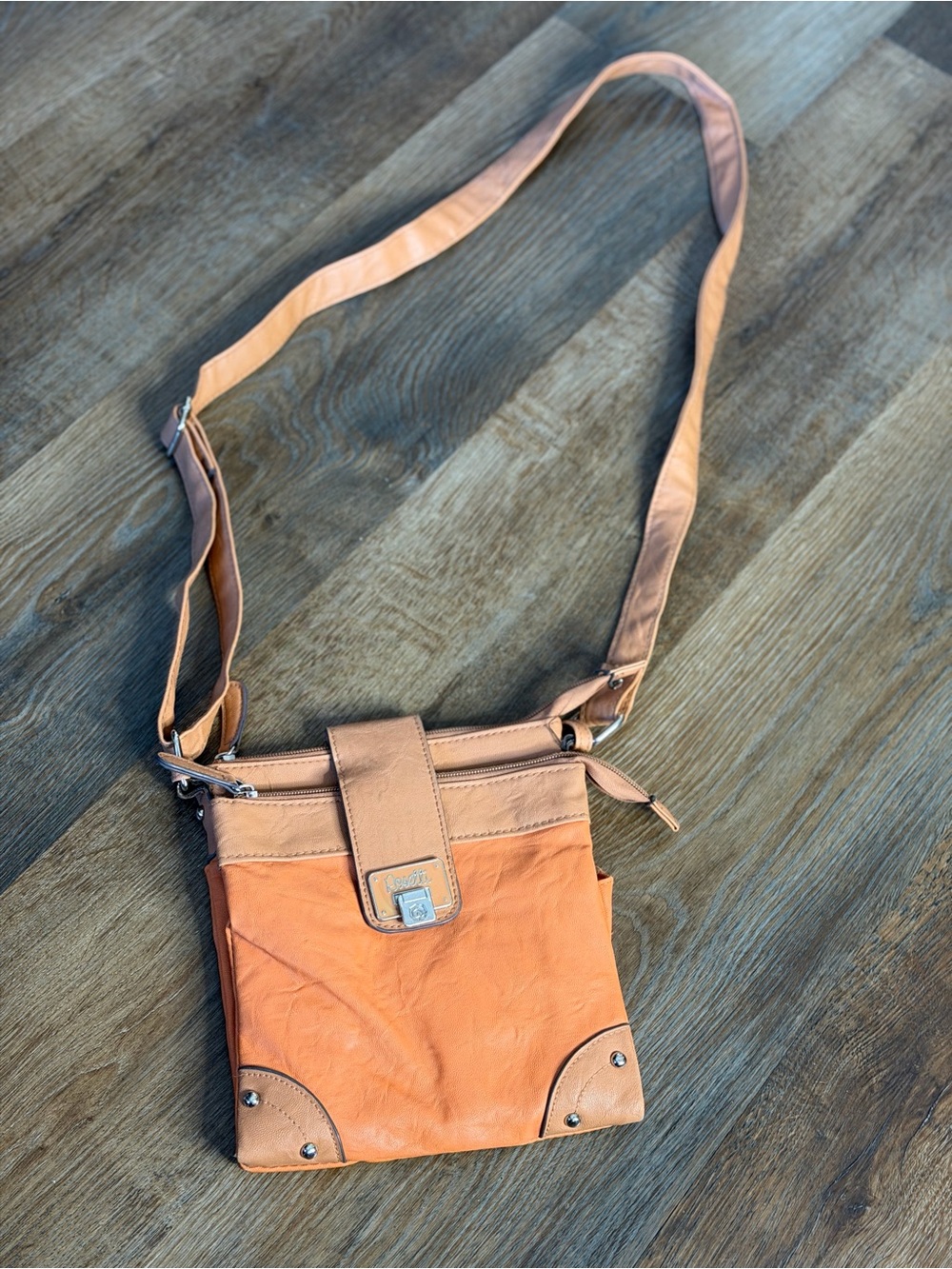 Peach Crossbody Shoulder Bag with Front Flap